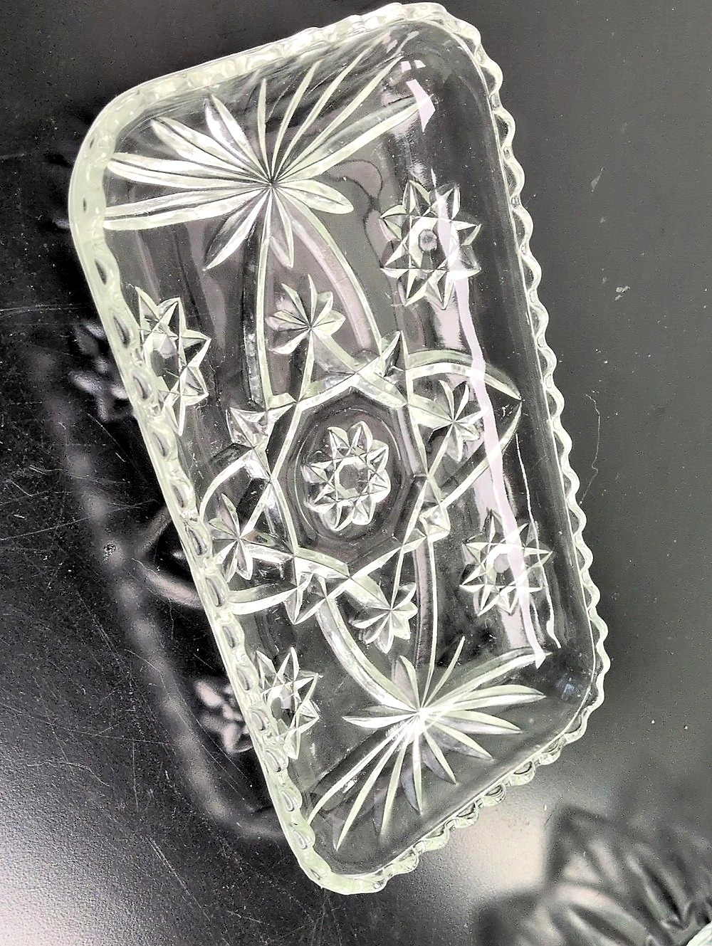 Clear Floral Glass Serving Tray